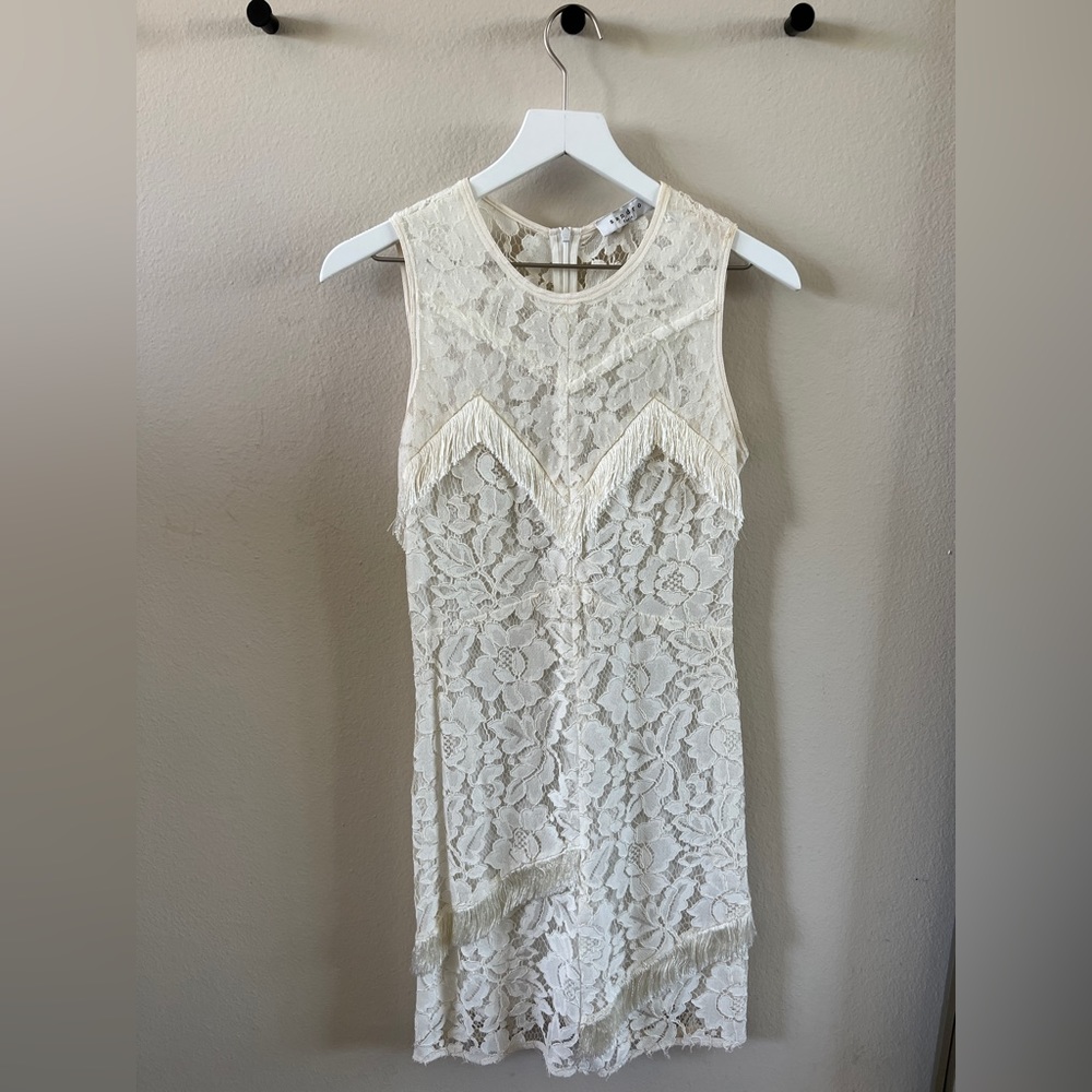 Sandro Riva Fringe Trim Lace Dress. Size 2.